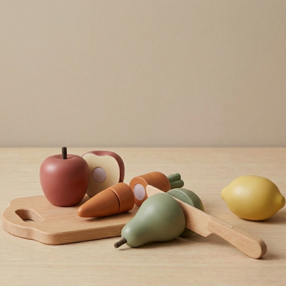 Wooden Play Food & Cutting Set