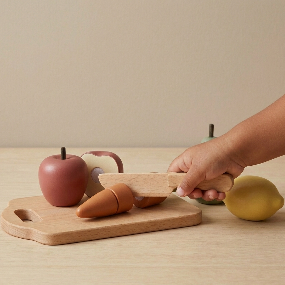 Wooden Play Food & Cutting Set