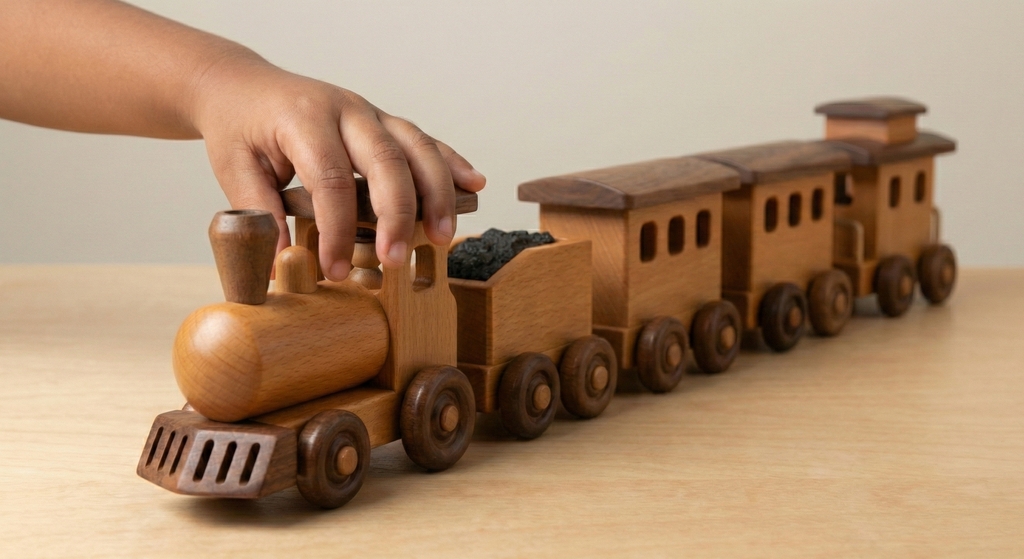Wooden Steam Train Set