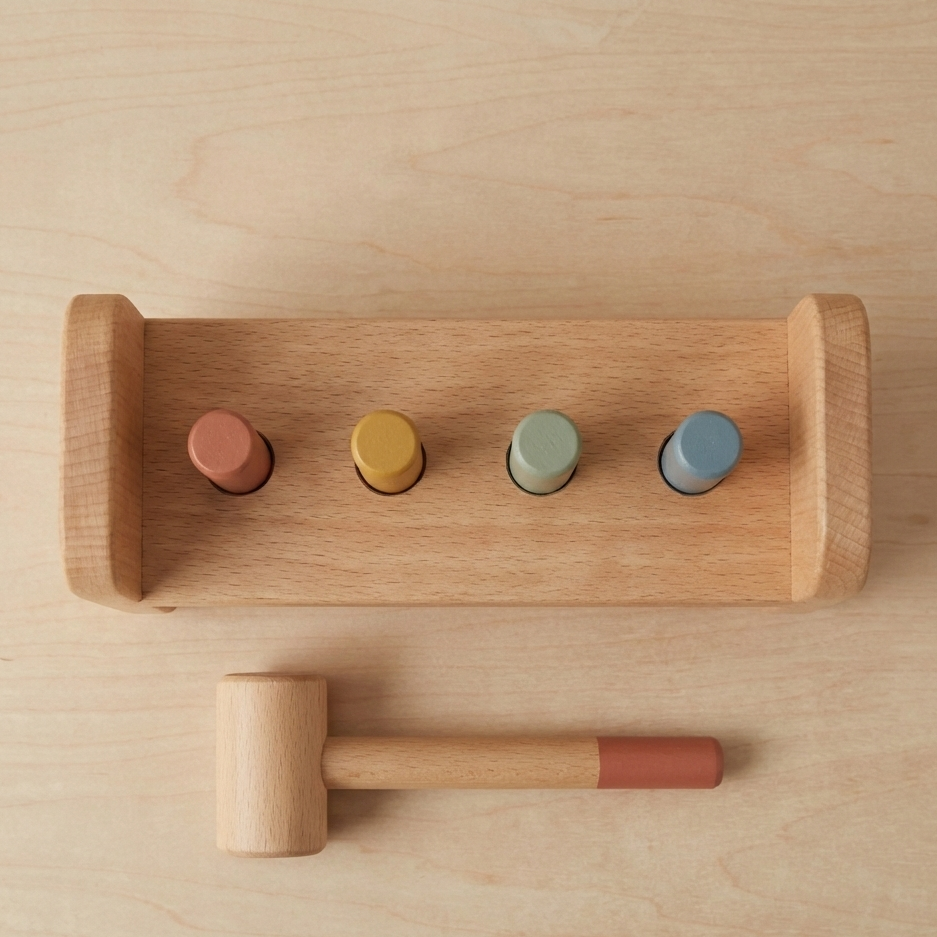 Wooden Pound-a-Peg Bench
