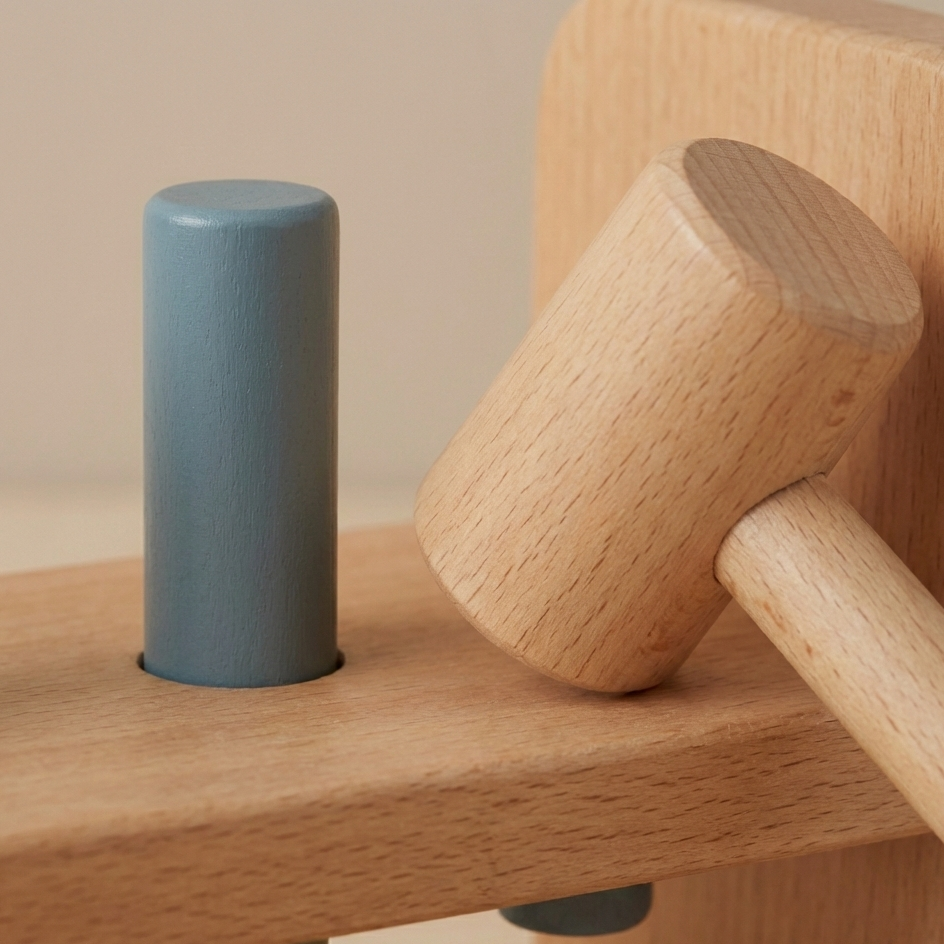 Wooden Pound-a-Peg Bench