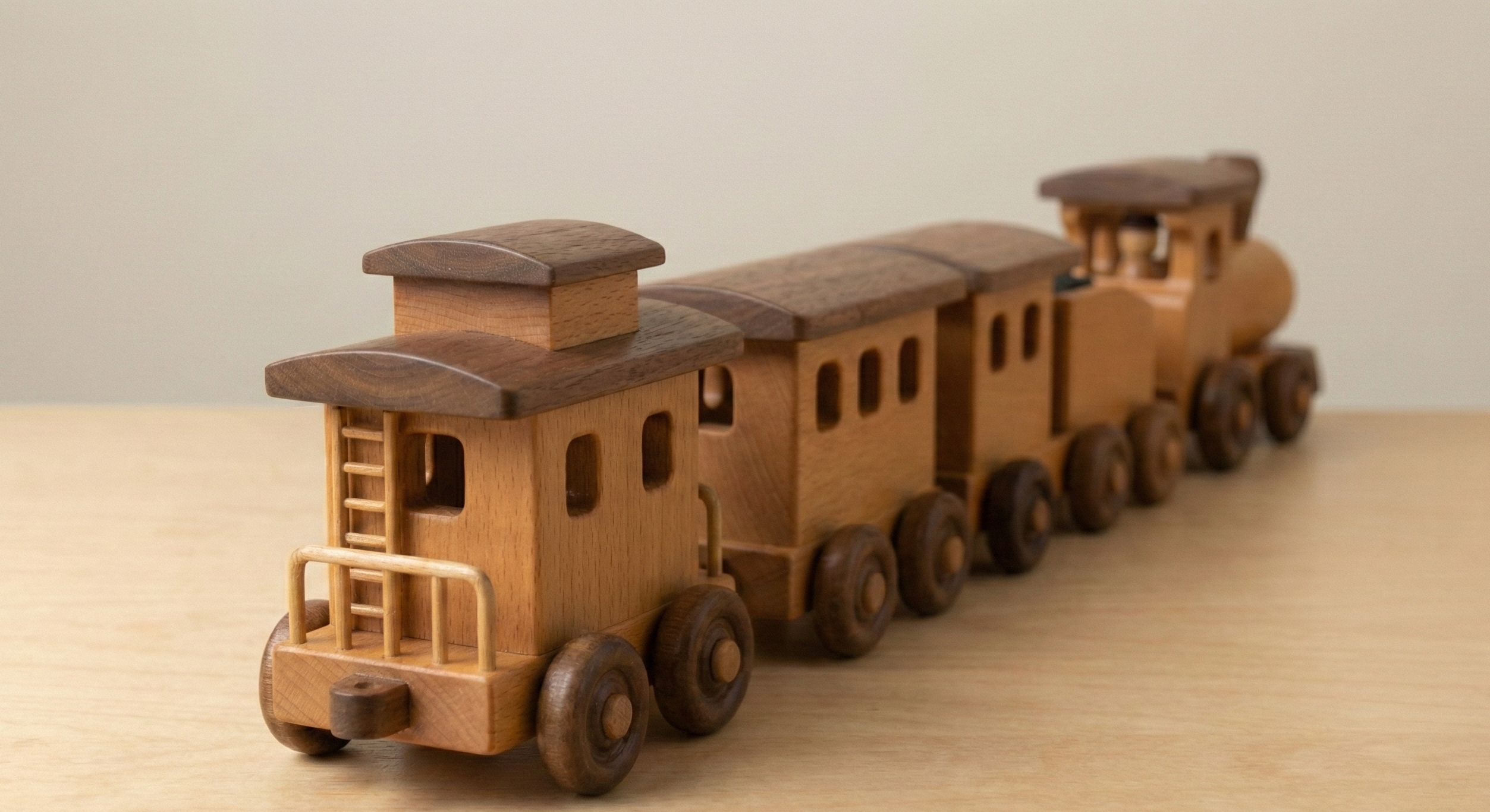 Wooden Steam Train Set
